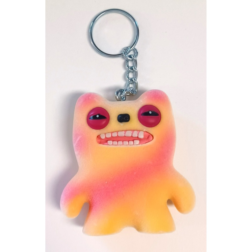 Fuggler Series 2 Flocked Munch Munch Yellow Pink Keychain Catch‎ Me Rare - Picture 5 of 8